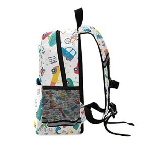 MCHIVER Transportation Cars Toddler Backpack for Preschool Kids School Backpack for Girls Boys Cute Bookbag with Leash for Travel