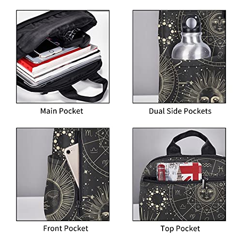 Twelve Constellations Mystical And Astrology Elements Backpack Book Bags For College Lightweight Laptop Backpacks For Teens