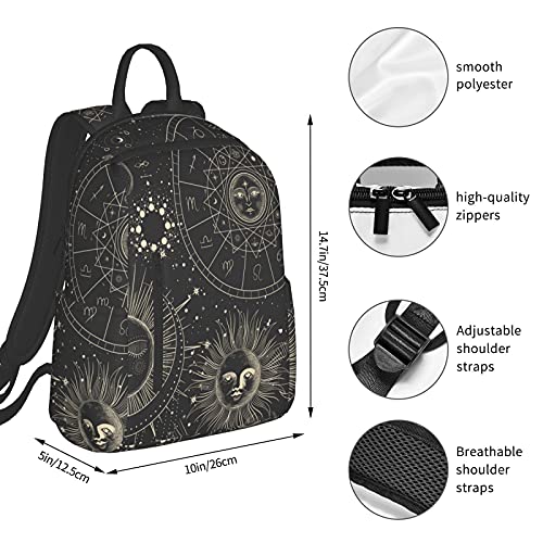 Twelve Constellations Mystical And Astrology Elements Backpack Book Bags For College Lightweight Laptop Backpacks For Teens