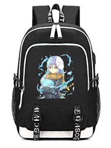 timmor magic anime that time i got reincarnated as a slime backpack with usb charging port, schoolbags bookbags.(black1)
