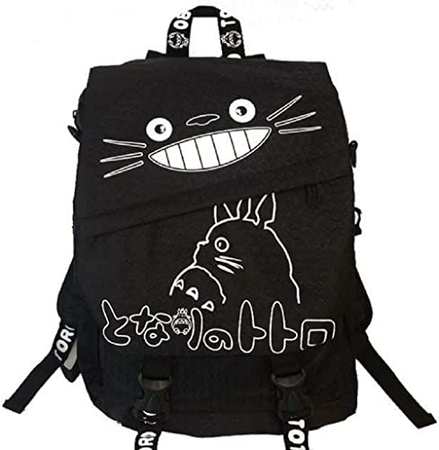 Kaqkiasiog Teenager Cartoon Boy Girl School Large Black Backpack Anime Canvas Stationery Set A7