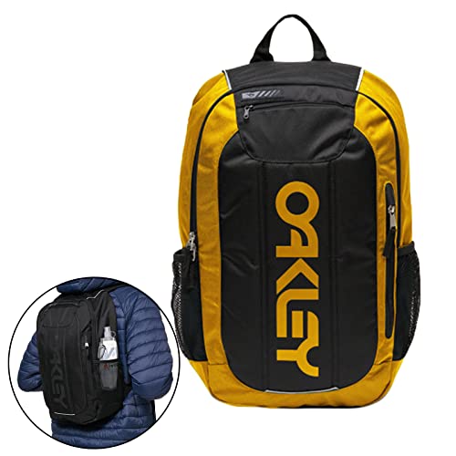 Oakley Men's 20L Enduro 3.0 Amber Yellow Backpack for Hiking Backpacking Camping Traveling + BUNDLE with Designer iWear Collapsible Water Bottle with Carabiner