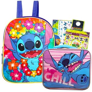fast forward stitch mini backpack with lunch box set for toddler preschool – bundle with 11” stitch backpack mini, stitch lunch bag, stickers, temporary tattoos, more | lilo and stitch backpack