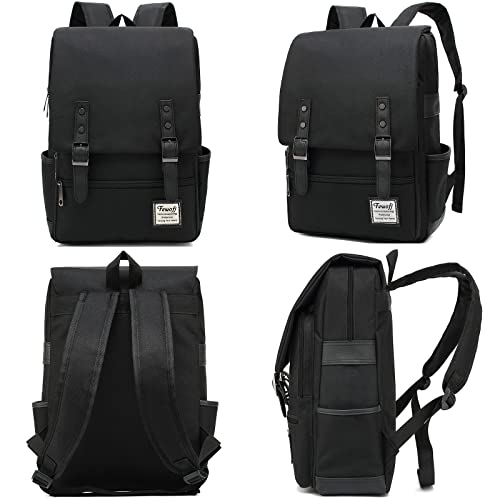 15.6 inch Laptop Backpack College School Backpacks for Women Men Work Business School Travel (Black)