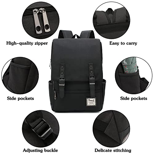 15.6 inch Laptop Backpack College School Backpacks for Women Men Work Business School Travel (Black)