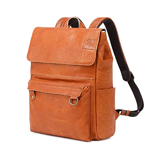 G-FAVOR Leather Backpack for Women Leather Laptop Rucksack Waterproof Bookbag College School Daypack