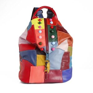 cute patchwork colorful women backpack fashion cool book bag girl trendy knapsack