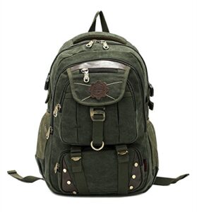 drf vintage canvas backpack tactical military style 15.6″ laptop school bag rucksack bg-77 (green)