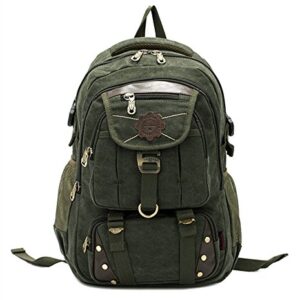 DRF Vintage Canvas Backpack Tactical Military Style 15.6" Laptop School Bag Rucksack BG-77 (Green)