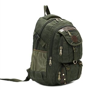 DRF Vintage Canvas Backpack Tactical Military Style 15.6" Laptop School Bag Rucksack BG-77 (Green)