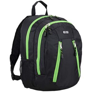 eastsport sport backpack for school, hiking, travel, climbing, camping, outdoors – black/lime green trim