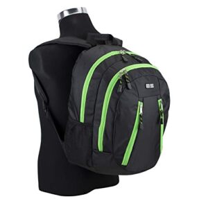 Eastsport Sport Backpack for School, Hiking, Travel, Climbing, Camping, Outdoors - Black/Lime Green Trim