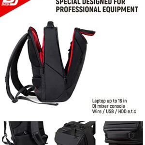 Professional Bag & Backpack for DJ gear + USB Charging Port. Pioneer DJM, DDJ. Denon. A&H. Hercules. Numark. Stanton. Trakror Controller. Work or travel DJ BAG - (19.68 x 13.00 x 6.30 in, Urban Black)