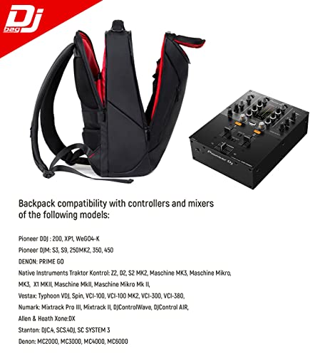 Professional Bag & Backpack for DJ gear + USB Charging Port. Pioneer DJM, DDJ. Denon. A&H. Hercules. Numark. Stanton. Trakror Controller. Work or travel DJ BAG - (19.68 x 13.00 x 6.30 in, Urban Black)