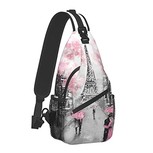 Yrebyou Art Paris Eiffel Chest Sling Bag Crossbody Backpack Travel Hiking Casual Daypack for Women Men Multipurpose Lightweight Fashion Shoulder Bag for Biking Climbing Runner