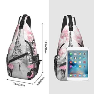 Yrebyou Art Paris Eiffel Chest Sling Bag Crossbody Backpack Travel Hiking Casual Daypack for Women Men Multipurpose Lightweight Fashion Shoulder Bag for Biking Climbing Runner