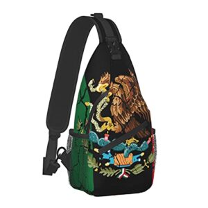 amrandom mens sling bag shoulder backpacks mexico flag crack chest bags, anti theft crossbody bag multi purpose daypacks for hiking sports, for teens, one size
