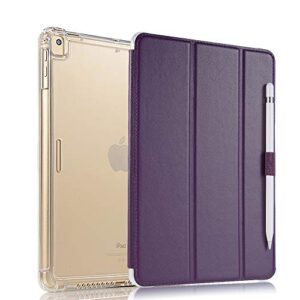 valkit ipad pro 9.7 case 2016 (old model), smart slim stand translucent frosted back cover for apple ipad pro 9.7 inch (a1673 a1674 a1675) with auto wake/sleep, dark purple
