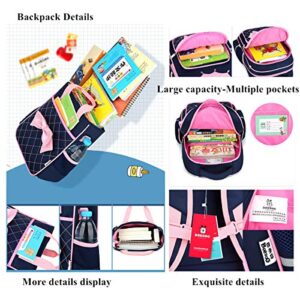 Cute Print Bowknot Trolley Backpack Elementary Middle School Rolling Bag Wheeled BookBag for Kids Girls