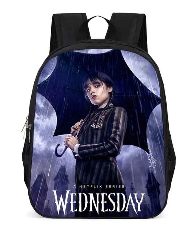 Iuene Teenage Primary School Student Wednesday Addams Shoulder Bag High-Capacity School Backpack Bag Bookbag Sports Bag (Color-1, One Size)