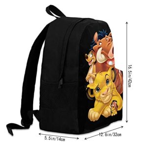 atgzfdr Popular Simba The King Lion Adult Backpack Anime Computer Bag Hiking Bookpack Schoolbag For Adult Men Women Black One Size