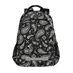 alaza ornament paisley bandana print black backpack purse for women men personalized laptop notebook tablet school bag stylish casual daypack, 13 14 15.6 inch