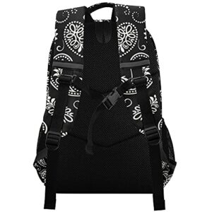 ALAZA Ornament Paisley Bandana Print Black Backpack Purse for Women Men Personalized Laptop Notebook Tablet School Bag Stylish Casual Daypack, 13 14 15.6 inch