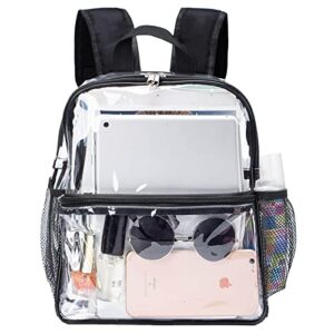 dnsdoit mini clear backpack,12x12x6 heavy duty transparent bookbag,see through pvc school backpacks for stadium,work,security,travel