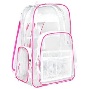 meister all-access clear backpack – meets school & event security bag requirements – pink / white
