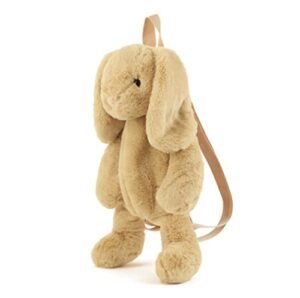cute fuzz plush animal teddy bear/rabbit/momkey/dog backpack bags for toddle kids/adults (light brown rabbit)