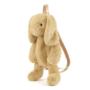 Cute Fuzz Plush Animal Teddy Bear/Rabbit/Momkey/Dog Backpack Bags for Toddle kids/Adults (Light Brown Rabbit)