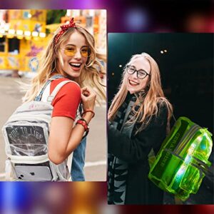 2 Pcs Clear Backpack Glowing Backpack LED Backpack Glow Clear Book Bag Rave Accessories Transparent Waterproof Backpack for Women Men Kids Girls Festival Halloween Party Music Festivals School Sport