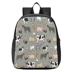 blueangle farm animals pattern print waterproof backpack – lightweight backpack boys girl 2-6 year school bag