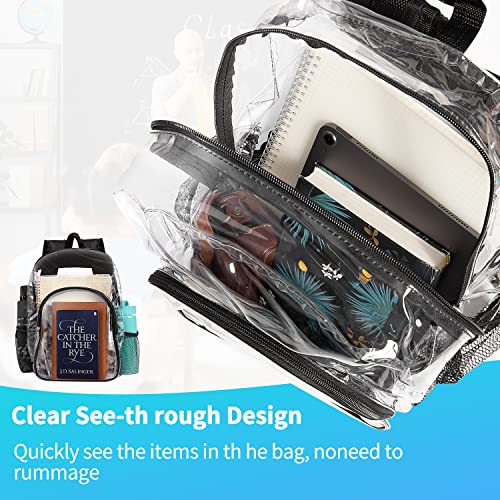 Aabicku Clear backpack,clear bookbags， clear backpack heavy duty，Heavy Duty Transparent Backpack for Security、Sports、Work、Travel、Stadium、airport、College。