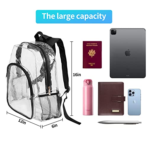 Aabicku Clear backpack,clear bookbags， clear backpack heavy duty，Heavy Duty Transparent Backpack for Security、Sports、Work、Travel、Stadium、airport、College。