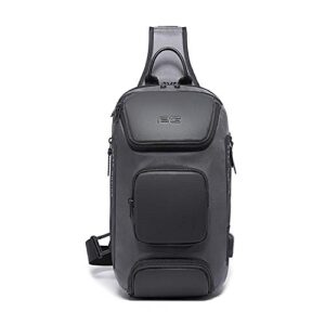 fandare sling chest bag men business shoulder crossbody backpack fit 9.7 inch tablet large casual daypack for outdoor travel work hiking running indoor activities durable polyester gray