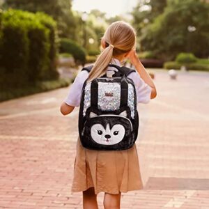 Bendopa Plush Toddler Backpack for Girls 3-6 Sequins Kids BookBag Children Portable Schoolbag for Kindergarten(Black)