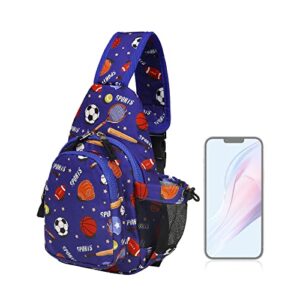 choco mocha kids sling bag chest bag for boys crossbody shoulder bag for travel, christmas gift for kids, ball-blue
