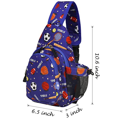 Choco Mocha Kids Sling Bag Chest Bag for Boys Crossbody Shoulder Bag for Travel, Christmas Gift for Kids, Ball-Blue