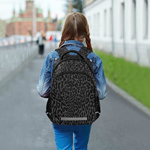 ALAZA Dark Gray Leopard Cheetah Print Backpack for Students Boys Girls School Bag Travel Daypack