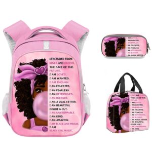 mznsdc ballet girl backpack, lunch box, pencil case pink combination for teens black girl backpack african american black girl backpack-23