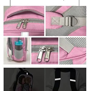 MZNSDC Ballet Girl Backpack, Lunch Box, Pencil Case Pink Combination for Teens Black Girl Backpack African American Black Girl Backpack-23