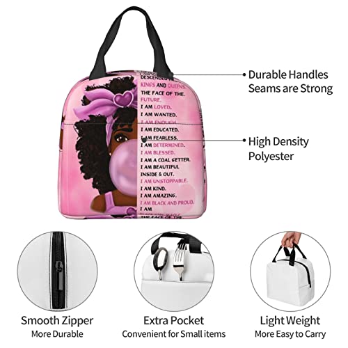 MZNSDC Ballet Girl Backpack, Lunch Box, Pencil Case Pink Combination for Teens Black Girl Backpack African American Black Girl Backpack-23