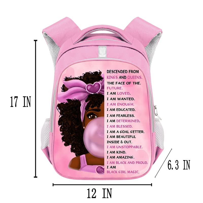 MZNSDC Ballet Girl Backpack, Lunch Box, Pencil Case Pink Combination for Teens Black Girl Backpack African American Black Girl Backpack-23