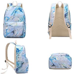 Bluboon Backpack for Girls Kids Backpack with Lunch Box Marble School Bookbag Set for Kindergarten Elementary School Supplies