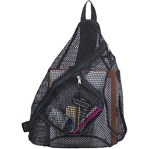 Eastsport Sporty Mesh Trap Single Strap Backpack, Black