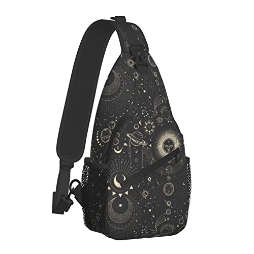 FyLybois Moon and Stars Sling Bag Multipurpose Crossbody Backpack For Women Chest Daypack Outdoor Cycling Hiking Travel