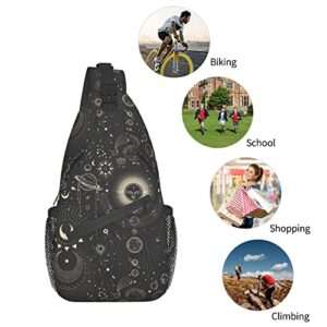 FyLybois Moon and Stars Sling Bag Multipurpose Crossbody Backpack For Women Chest Daypack Outdoor Cycling Hiking Travel