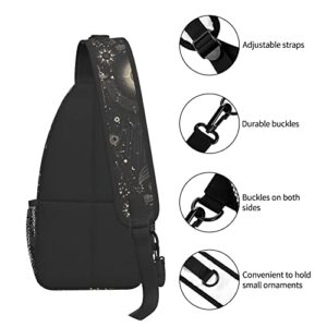 FyLybois Moon and Stars Sling Bag Multipurpose Crossbody Backpack For Women Chest Daypack Outdoor Cycling Hiking Travel