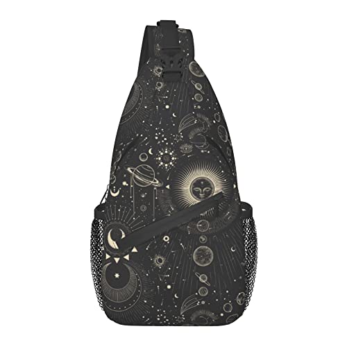 FyLybois Moon and Stars Sling Bag Multipurpose Crossbody Backpack For Women Chest Daypack Outdoor Cycling Hiking Travel